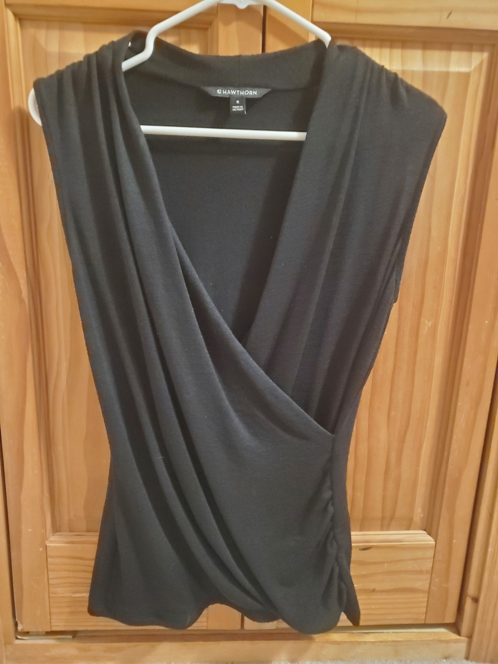 41 Hawthorn Black Sleeveless V-Neck Faux Wrap Top